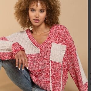 POL red beige long sleeve sweater🛎️